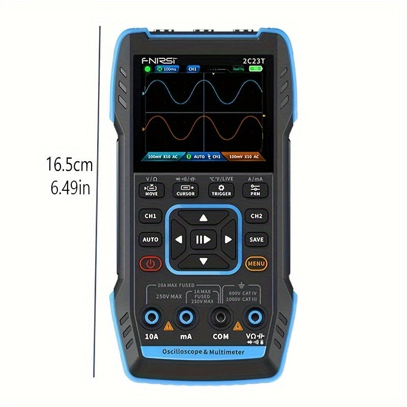 2C23T Handheld Digital Oscilloscope Multimeter with Function Signal Generator, 3In1 Dual-Track 10MHZ*2, 50Ms/S