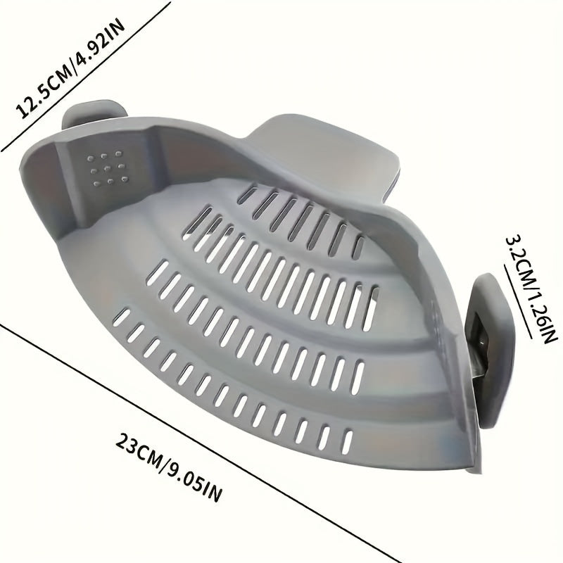 Регулируемый силиконовый зажим-страна - универсальный кухонный аксессуар для слива пасты, овощей и фруктов из кастрюль, сковород и мисок!