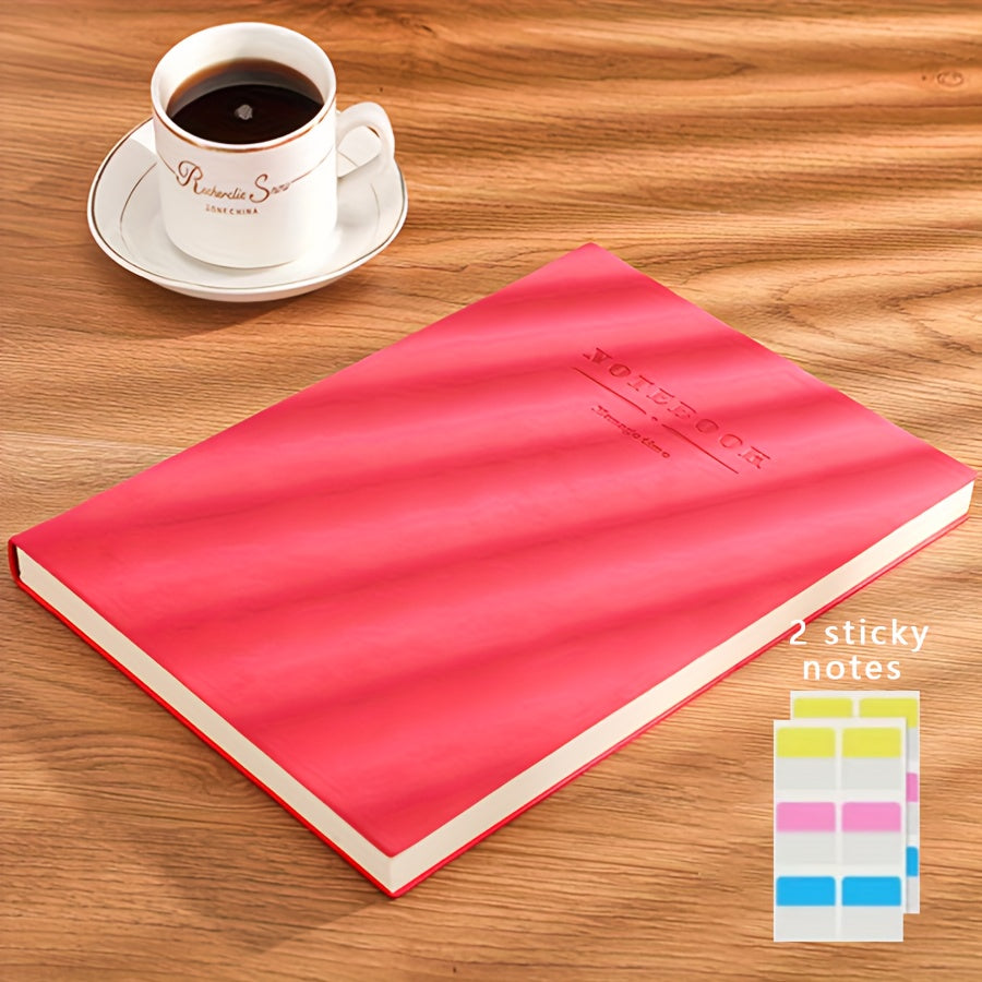 A5 360-page notebook with premium paper & soft cover, water-resistant, personalized, English text, includes sticky notes - great for school & office use