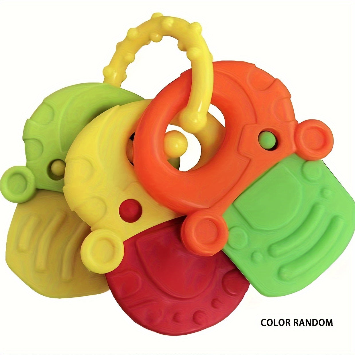 Colorful teething toys made of ABS resin for babies aged 0-3.