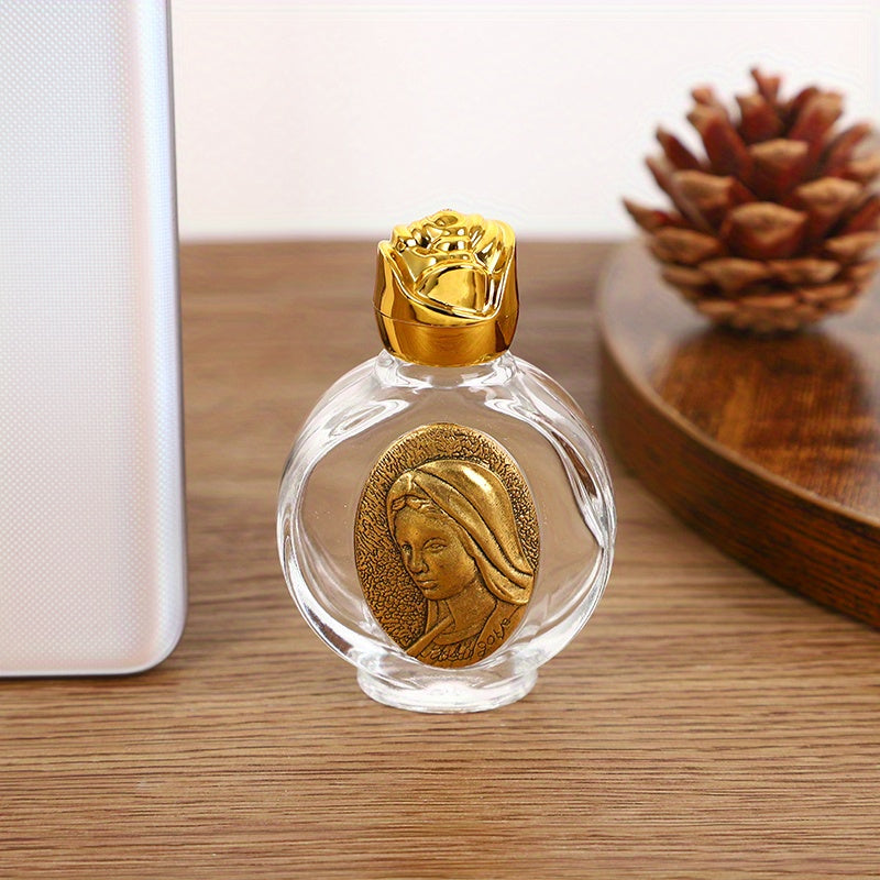 1 piece Zinc Alloy Prayer Bottle with 15ml Virgin Mary for Church Decorations