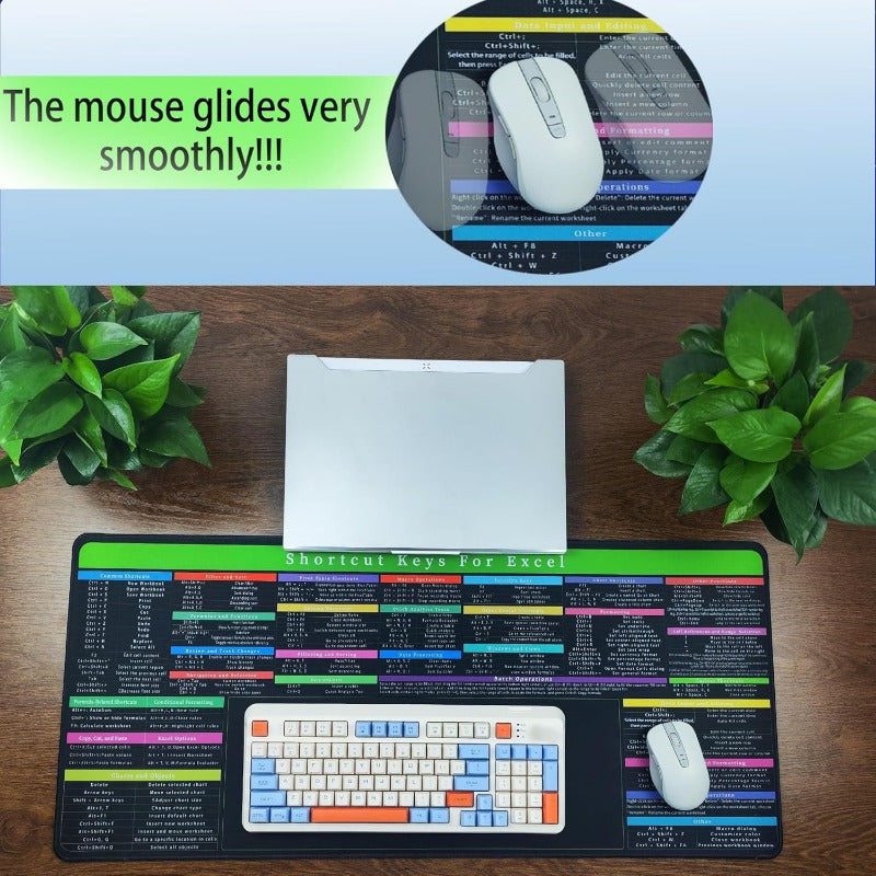 Excel Shortcut Keyboard Cheat Sheet - Non-Slip Desk Mat & Mousepad for Office Efficiency