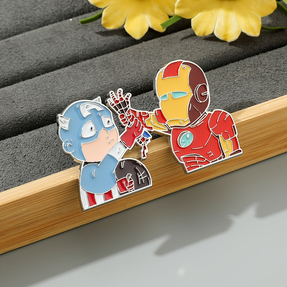 Two Cartoon Character Brooches: Cool Deadpool and Iron Man Enamel Pins - Metal Badges for Clothing, Backpacks, and More!