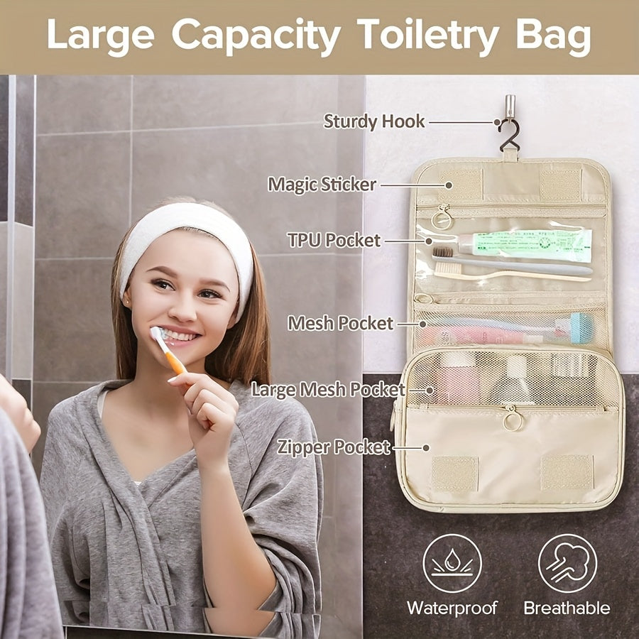 Large capacity multifunctional hanging hook toiletry bag for travel, beach, or holiday outings. Suitable for all genders.