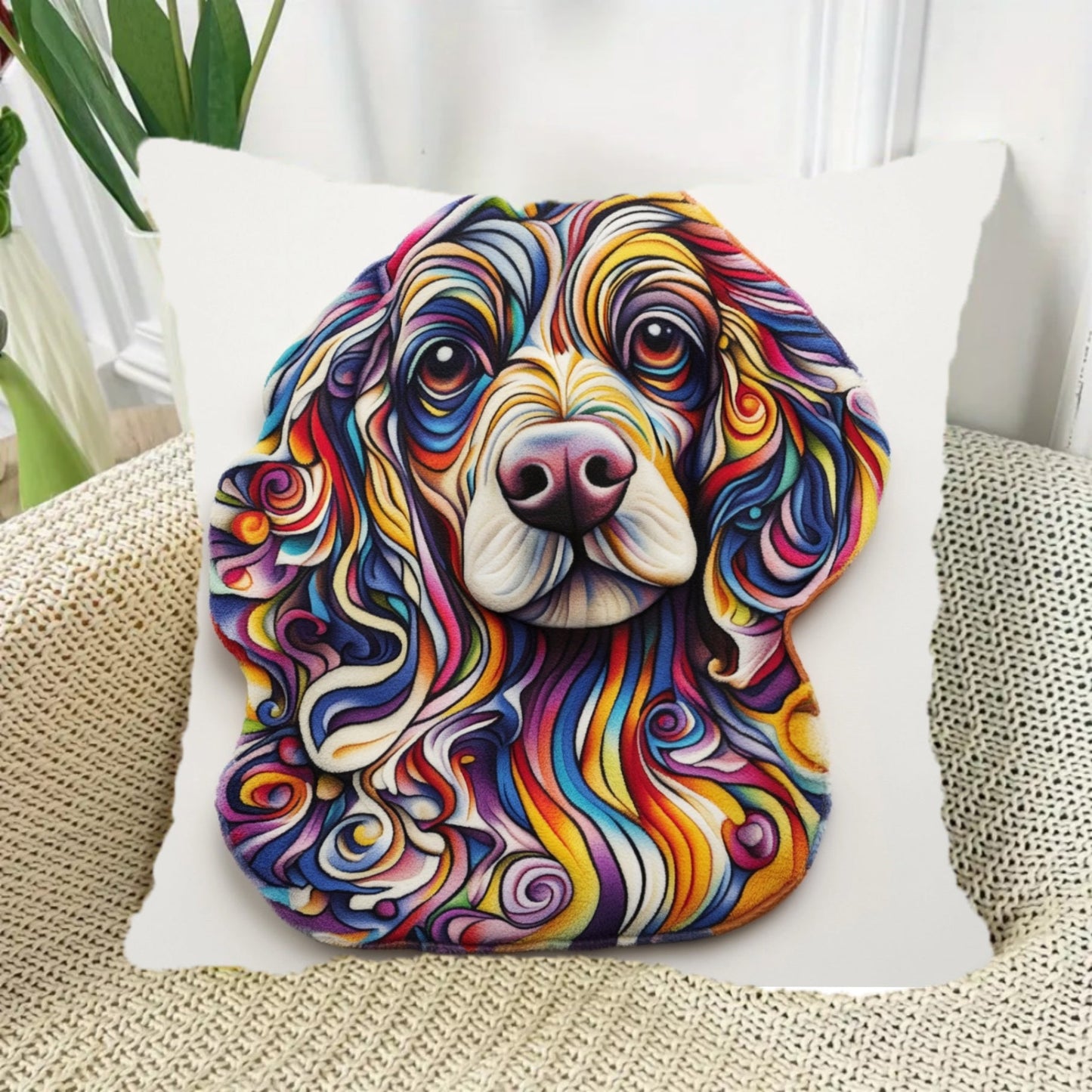 1 piece of polyester short plush pet blanket measuring 45.72x45.72 cm, featuring an audiophile doodle design for dogs in an irregular shape, suitable for use in the home's living room, sofa, or bedroom. Note that this blanket does not come with a pillow