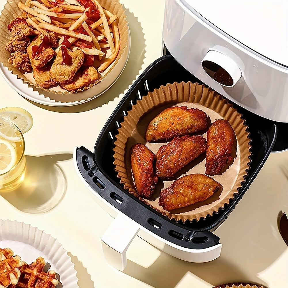 Air Fryer Liners in packs of 20, 50, 100, 200, and 300 pieces. These disposable liners are designed for the bottom of your air fryer and measure 16.0cm X 4.5cm. They can also be used as pots or basket bowls in air fryers ranging from 3L to 5L. Perfect