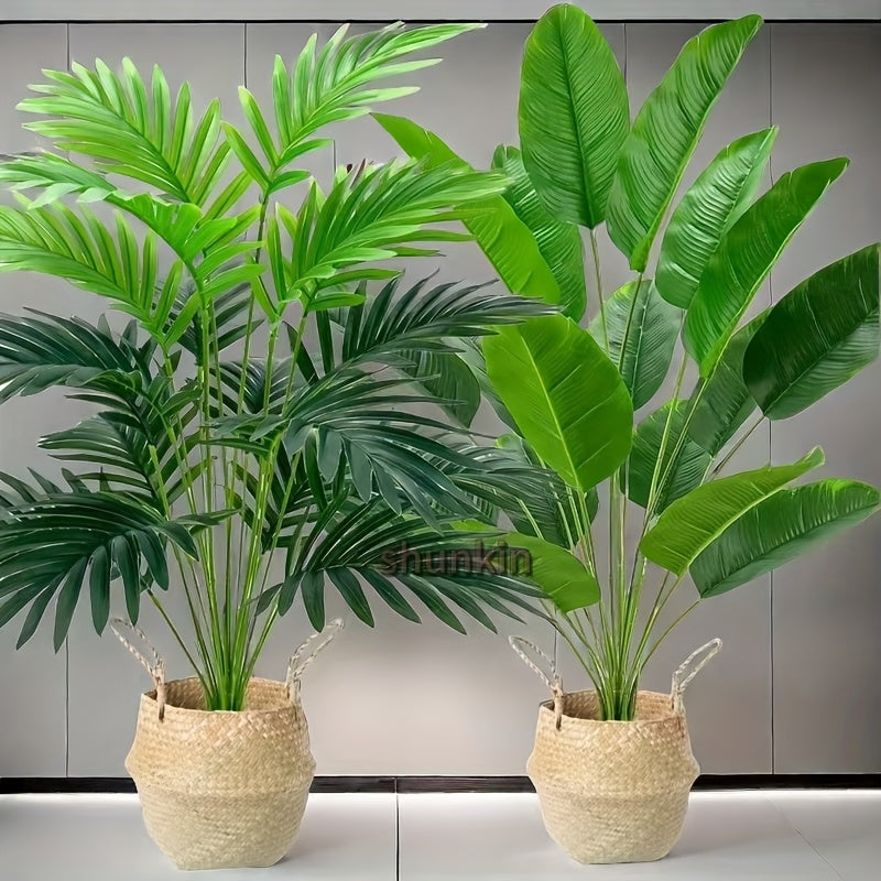 Two premium artificial palm plants, 81.84cm tall with 36 large leaves. UV resistant for home and office decor, indoor/outdoor use. Ideal for weddings and holidays. High-end quality