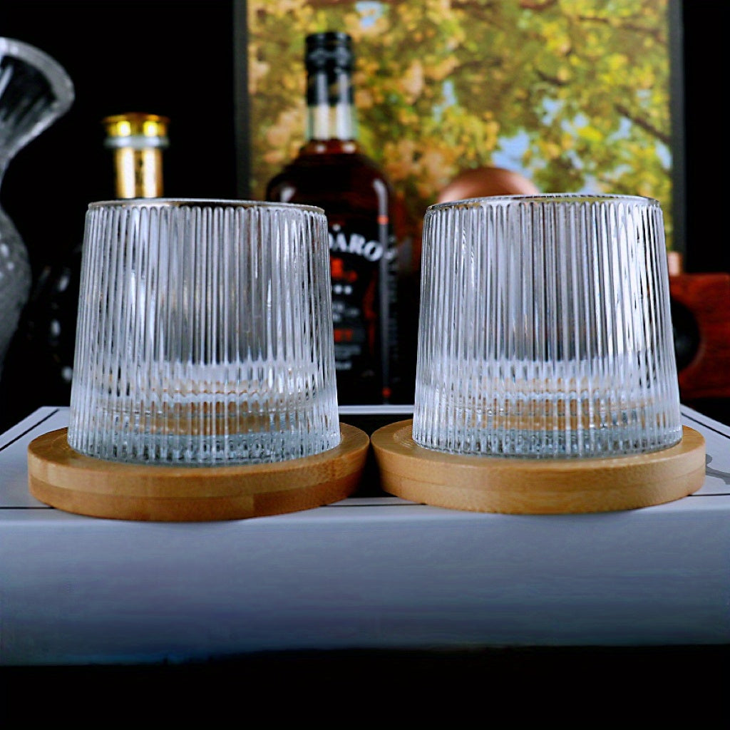 Sets of 6 stylish rolling whisky glasses with holders, perfect for various drinks and as unique gifts for men. Ideal home decor.