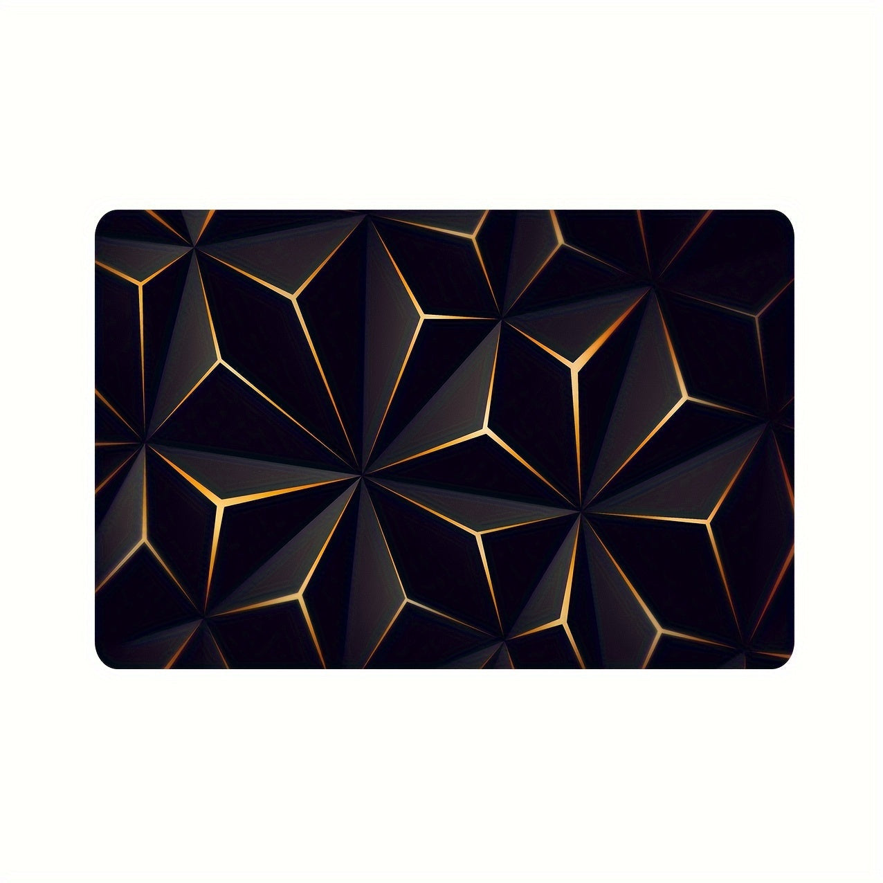 Stylish Black and Gold Geometric Area Rug - Contemporary, Easy-to-Clean Flannel Plush Carpet for Living Room, Bedroom, Entryway - Slip-Resistant, Absorbent Floor Rug