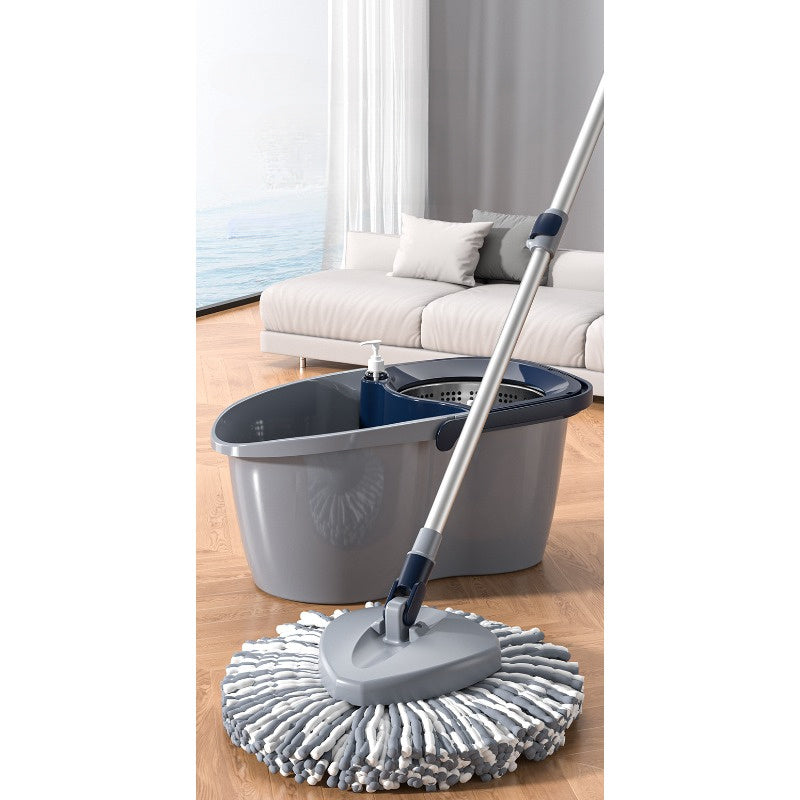 '- Efficiently clean your living room floors with the 1pc Spin Mop and Bucket set, featuring an easy wring mop for quick and effective cleaning. This manual rotating mop also includes a dehydration function for easy water removal.