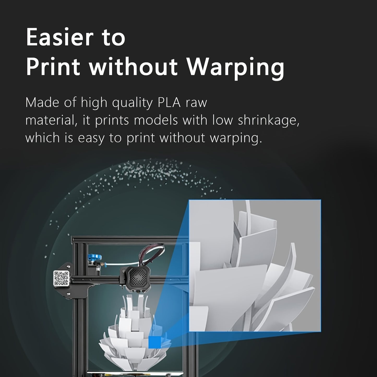 2 bundles of 1.75mm PLA Filament for 3D Printing, total 2kg. No-tangling, strong bonding, and high overhang performance. Accuracy of +/- 0.02mm. Each bundle is neatly wound and weighs 1kg