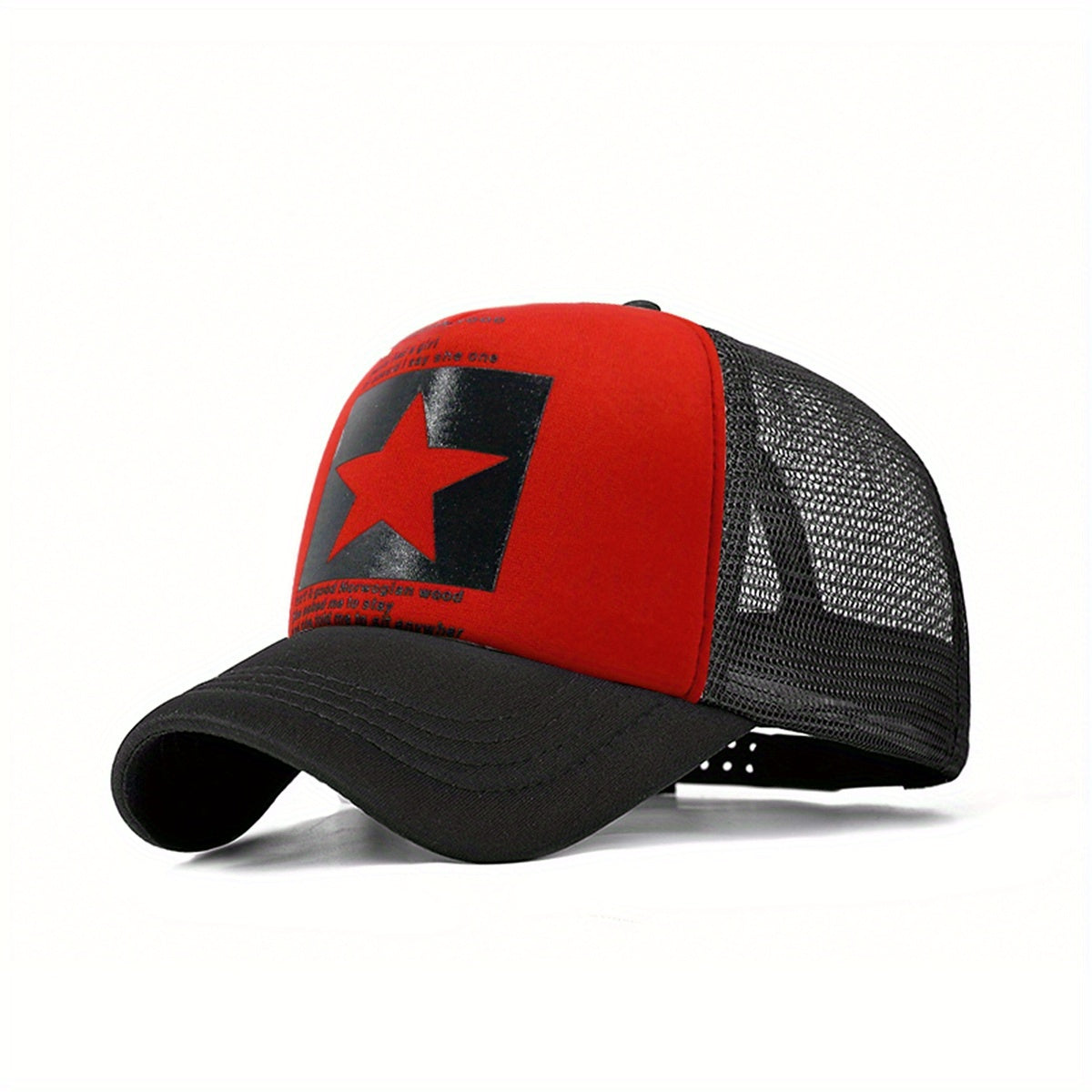 Mesh baseball cap with a thin pentagram pattern for summer wear.