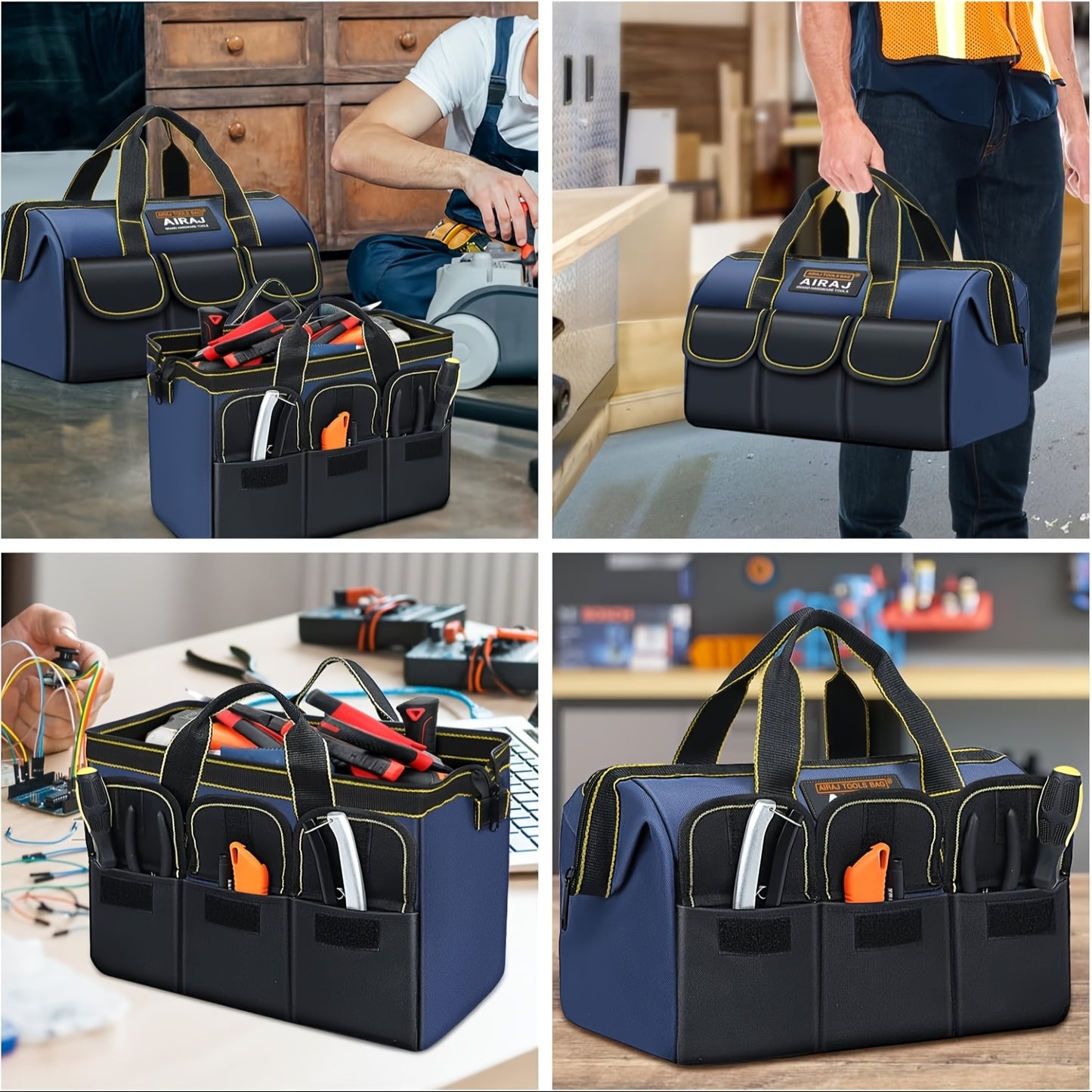 Tool Storage Bag with Large Capacity and Wear-Resistant Oxford Cloth