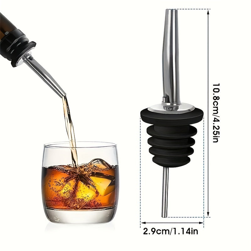 Stainless steel pourer sets with rubber dust caps, bar accessories