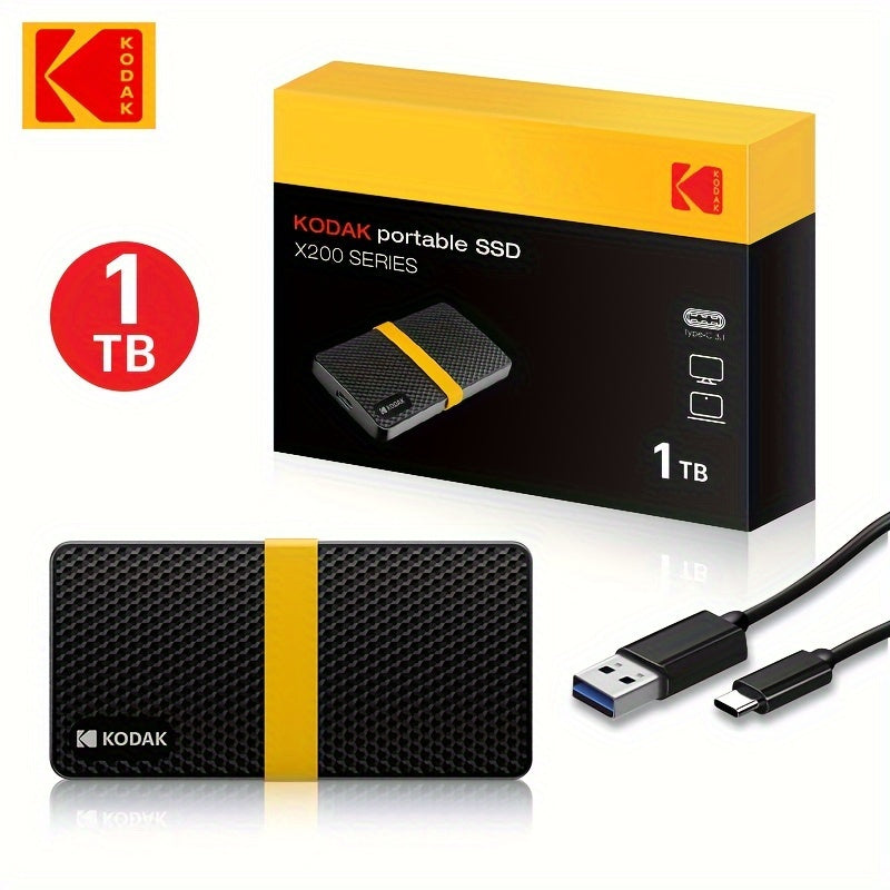 KODAK X200 External SSD Hard Drive 1TB USB3.1 Portable SSD for Laptops, Smartphone, PS4, PC, TV