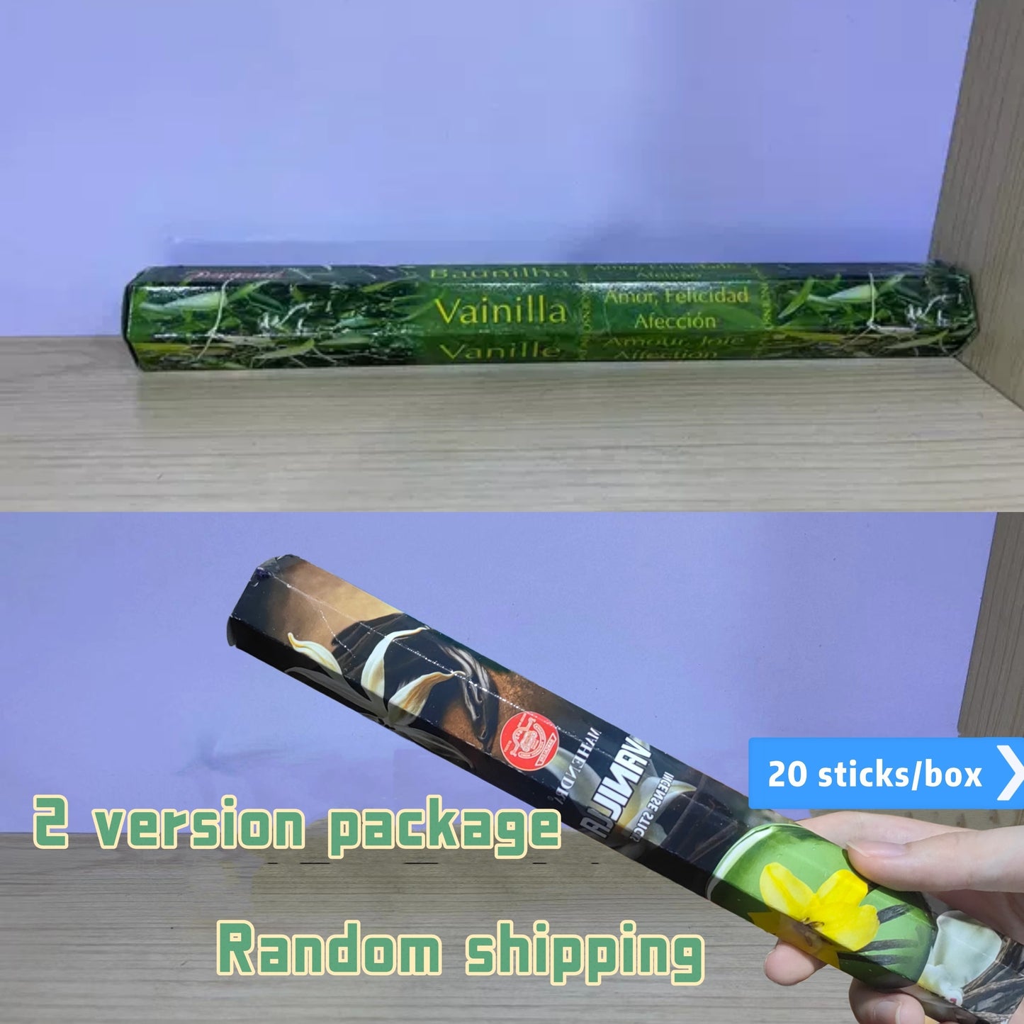 A box of 20 high-quality incense sticks ideal for attracting wealth, purifying the home, yoga, meditation, decoration, house cleaning, and clearing negative energy in homes or offices.