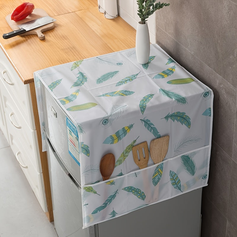 Handcrafted Cartoon-Themed Refrigerator & Microwave Dust Cover with Storage Pockets - Made with Durable Plastic, Rectangular Kitchen Appliance Protector