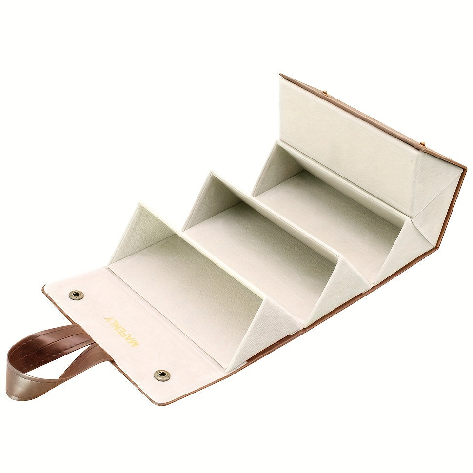 Travel in style with the 1 piece Sunglasses Organizer, featuring 5 slots to store multiple pairs of eyeglasses. This sleek storage box can easily hang in your space to keep your eyewear organized and easily accessible.