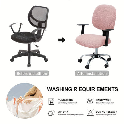 2-piece set of stretch slipcovers for computer office chairs, desk task chairs, and other office chairs, providing protection and decoration for living rooms and home offices.