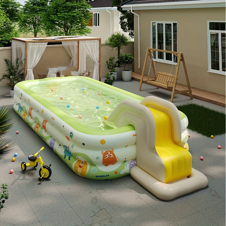 Adult-sized inflatable pool with durable PVC, ideal for outdoor parties and water fun.