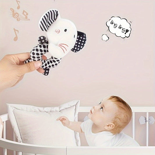 Toy gift for holidays and birthdays: Adorable plush toy with hand grasp rattle, perfect for grip training.