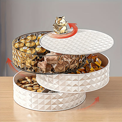 Snack tray with lid, lucky cat fruit bowl, divided food storage box for candy, nuts, dried fruits. Great for parties, home decor, weddings, and table settings.