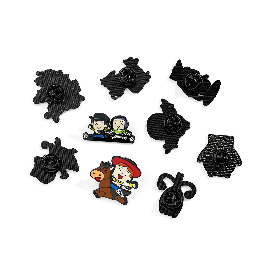 Set of 10 adorable cartoon animal enamel pins featuring Lots-o'-Huggin' Bear and friends. Made of zinc alloy metal, perfect for decorating backpacks and apparel. Ideal gift for friends.