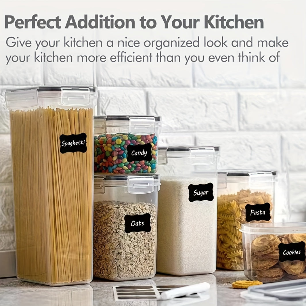 Food storage containers in sets of 3, 6, 7, or 9 with lids. Perfect for storing candy, biscuits, tea, pet snacks, and organizing your kitchen pantry. Canisters are great for preserving cereal, pasta, flour, sugar, and other dry foods. Essential home