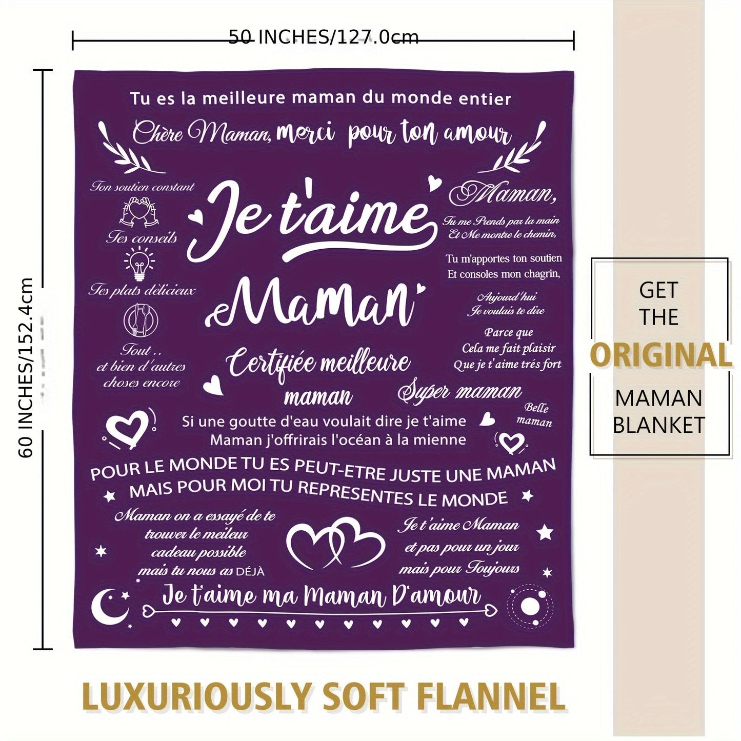 1 piece of Purple Gifts Blanket for Mom - Perfect for Christmas, Mother's Day, Valentine's Day, Birthdays, or Any Occasion From Daughters and Sons to Mom. Ideal for Special Gifts, Pregnancy, Expecting New Mom, Nap Time, made of cozy Flannel Material