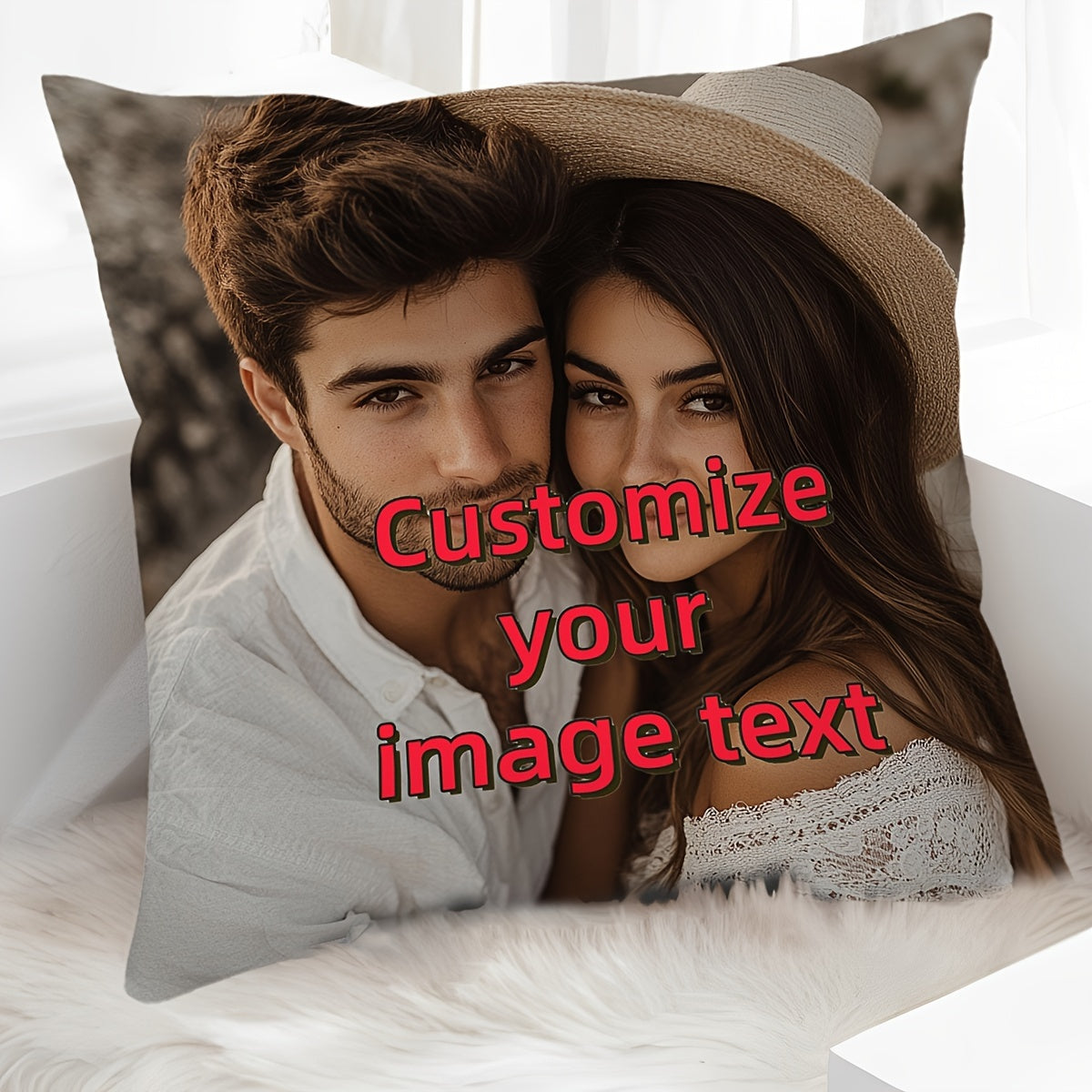 Customize your home decor with a personalized photo throw pillow cover made from high-quality short plush material. This single-sided printed cushion case is perfect for adding a personal touch to your car, sofa, bedroom, or any other space. Measuring