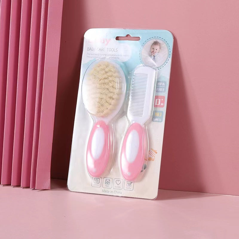 Set of 2 Baby Hair Brush and Comb for Treating Cradle Cap | Gentle Baby Brush with Soft Bristles, Baby Comb, Massaging Baby Care Set | Perfect Grooming Set for Infants and Young Children