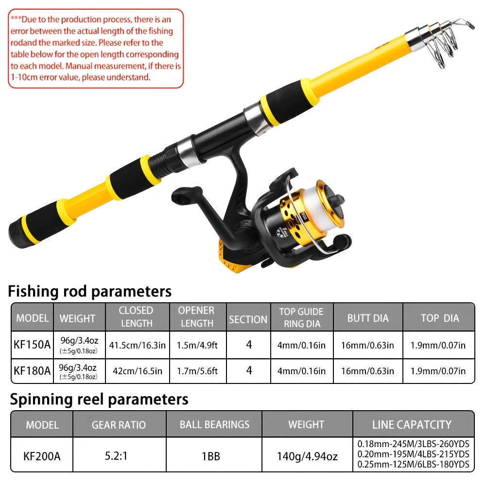 Proberos Ultra-Light Telescopic Fishing Rod - 149.35cm/179.83cm, Glass Fiber, Portable & Versatile