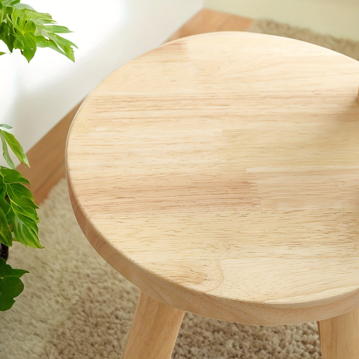 Solid wood rabbit stool for youngsters' and living rooms, ideal for shoe changing with classic natural finish