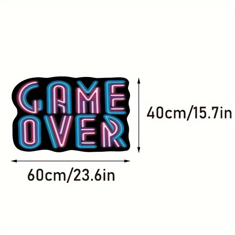 3D Fluorescent Lettering Area Rug with "Game Over" Design - Plush, Anti-Slip, Machine Washable Rug for Living Room, Bedroom, or Game Room - Illuminating Decorative Floor Mat