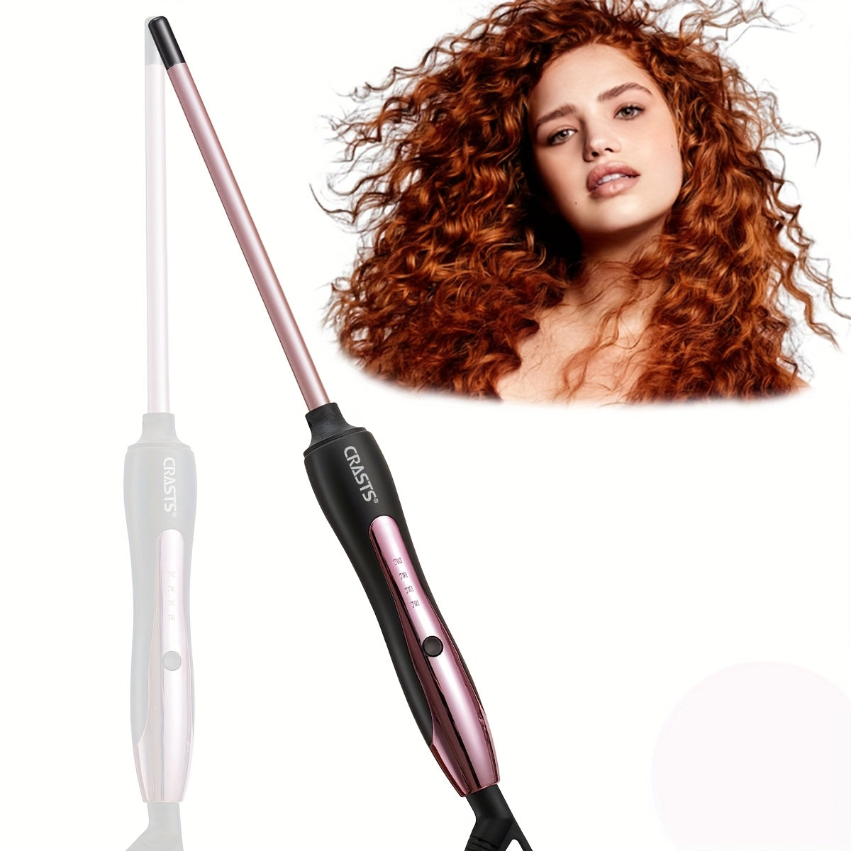 CRASTS 9mm Unisex Adult Teddy Curling Iron, 30W Plug Powered Hair Curler with Type C Plug, 220V for Soft Waves and Bangs, No Battery Needed, Hair Styling Tool for Students.