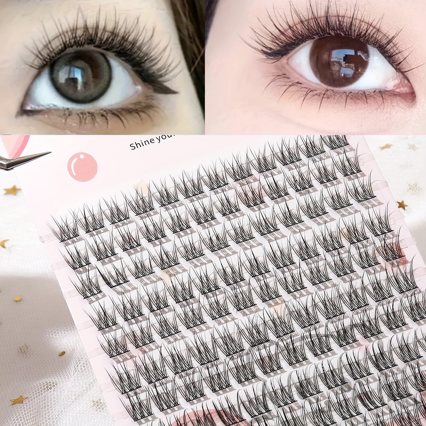 DIY false eyelashes in cartoon style with a natural look, C curl, 10-12mm length, 0.05mm thickness, beginner-friendly, reusable, single pair pack