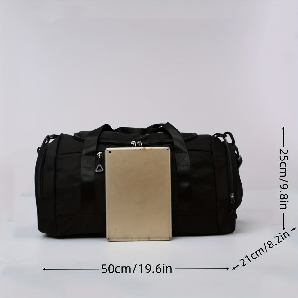 Compact travel bag with shoe compartment for fitness and outdoor travel.