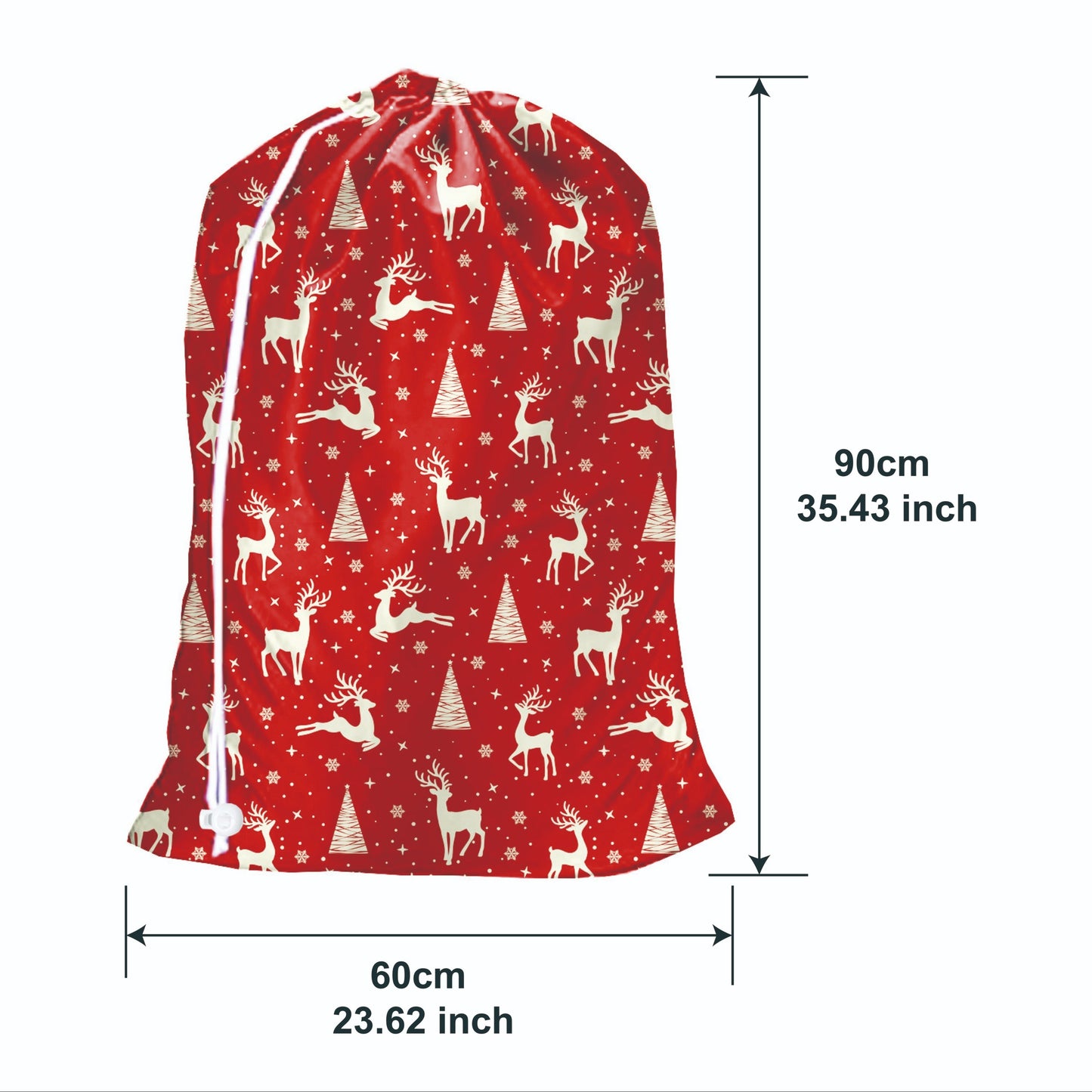 Christmas Santa Gift Sack, Xmas Goody Bag made of Fabric with Drawstring Closure, Rectangle Woven Multipurpose Wrapping Bag for Valentine's Day, Holidays, and Laundry purposes.