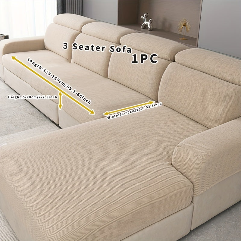 Protective Nordic Stretch Sofa Cover, All-Season Usage, Solid Color, Guards Against Pet Scratches for Home.