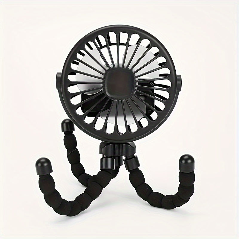 Portable Octopus Fan with Flexible Tripod - USB Rechargeable Handheld Electric Fan, Perfect for Stroller, Travel, and Outdoor Use. Made of Durable Plastic, Great Gift Idea for Friends, Holidays, or Birthdays.