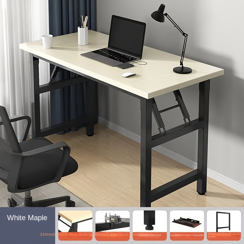 Foldable Office Desk for Work, Study, Dining - Metal Frame in White/Yellow/Black - Versatile for Various Uses