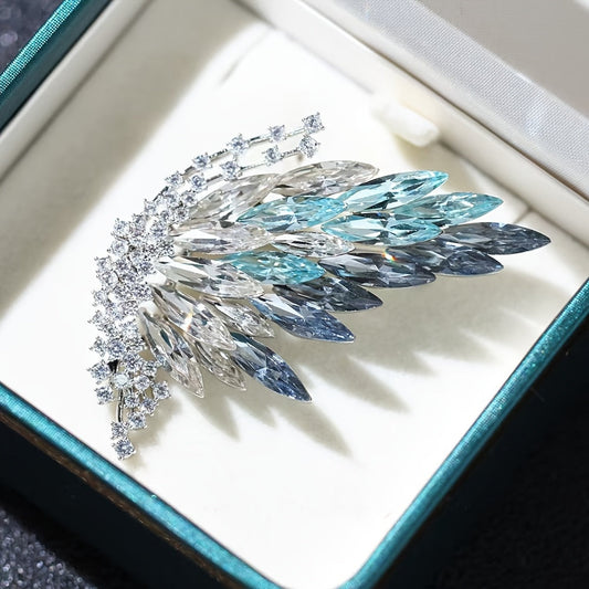 Introducing a one-of-a-kind, romantic half butterfly brooch with luxurious appeal. This elegant gradient crystal brooch features a fashionable insect design with stunning golden plating. Perfect for both men and women, these versatile accessories can be