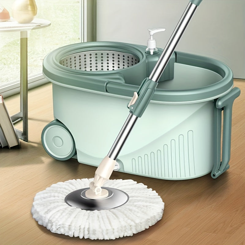 2pcs Teal Spin Mop and Bucket System with Wheels - Microfiber, High Absorbency | Adjustable Handle for Effortless Cleaning | Efficient Tool | Microfiber Technology