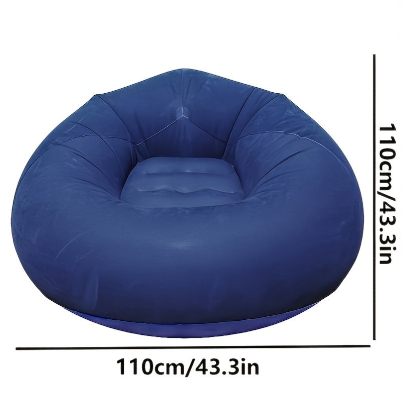 Modern grey PVC bean bag chair with cord embellishment, no filling, suitable for indoor and outdoor seating.