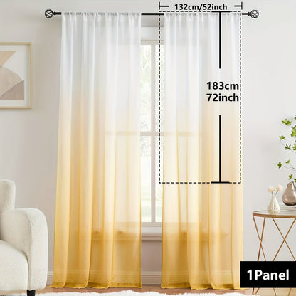 Elegant home decor - 1pc of gradient sheer curtains featuring top & bottom two-tone design in wear rod style.