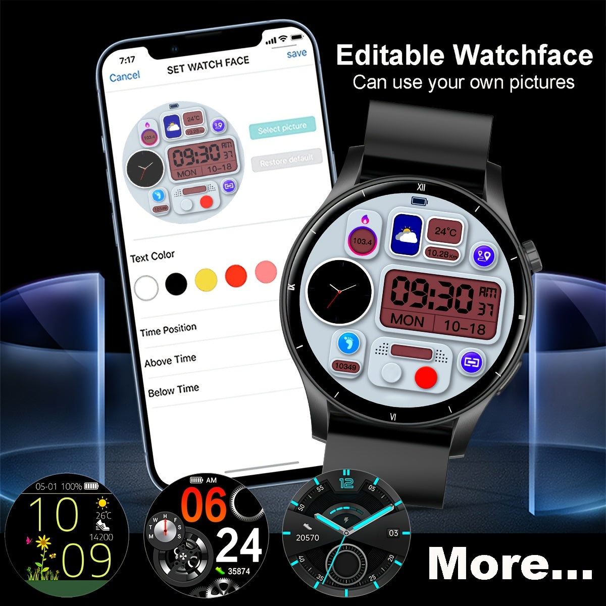 Men's Coiusor Smartwatch with Touch Screen, Wireless Connectivity, 300mAh Rechargeable Battery, USB Charging, Silicone Band.