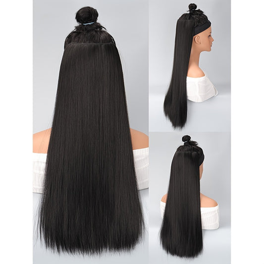 Women's 101.6cm Silky Straight Synthetic Clip-In Hair Extensions for Instant Volume & Length, Easy for All Users.