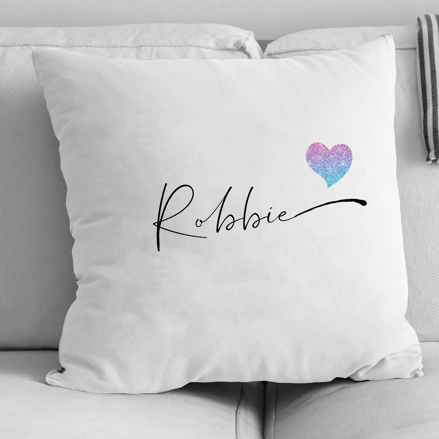 Add a Personal Touch to Your Decor with a Custom Velvet Pillowcase featuring Heart Pattern and Your Name - Single-Sided Print on White Polyester - Ideal for Nursery or Home Decor (Pillow not included)