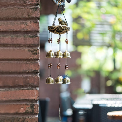 Wind chime with 12 bird bells, ideal gift for mother's love, garden decoration in bronze finish.