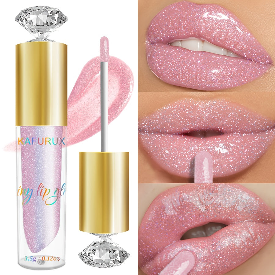 Waterproof pink lip glaze for all skin types, with glossy finish and long-lasting sparkle shine. Non-sticky paste with easy application.